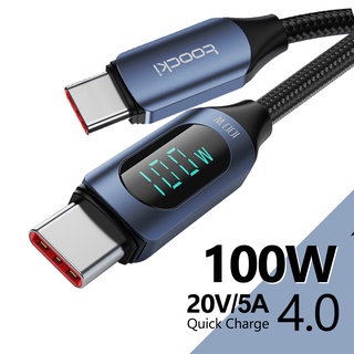 สายชาร์จ Type C PD 100W 6A หน้าจอดิจิทัล USB Type C-L ไนล่อนถัก ชาร์จเร็ว