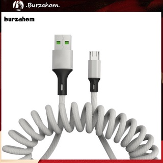 Bur_ สายชาร์จโทรศัพท์ Micro USB Type-C 5A แบบสปริง ชาร์จเร็ว