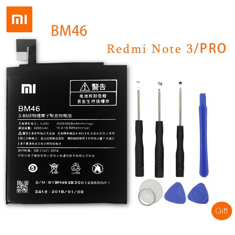 แบตเตอรี่ทดแทนสำหรับXiaomi Redmiหมายเหตุ 3 Hongmi Note3 Proหมายเหตุ 3 BM46 4050MAh