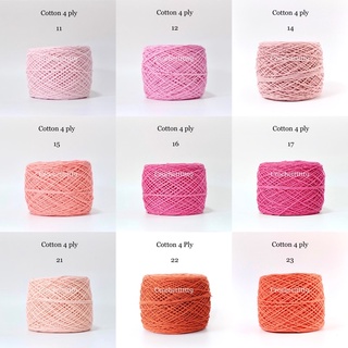 คอตตอน 4 ply ฝ้ายแท้ 100% ( โทนสีชมพู-ส้ม-แดง-ม่วง )