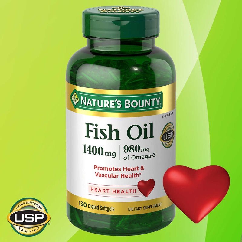 Nature’s Bounty Fish Oil - 1400 mg - 130 Coated Softgels.Exp.09/2027