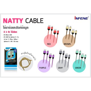 สายชาร์จNUTTY CABLE MICROสายยาว100เซนติเมตรเชื่อมต่อข้อมูลได้