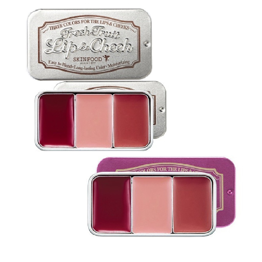 Skinfood Fresh Fruit Lip and Cheek Trio (Plum melon) 2.5g*3 ลิป & บรัช