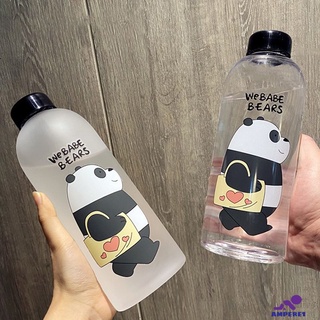 คลังสินค้าพร้อม!!! We Bare Bear 1000ml ถ้วยน้ำพลาสติกใสฝ้า / ใสพร้อมฝาปิด-AME