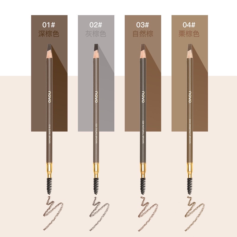 5472 (ใหม่/แท้) Eyebrow pencil ดินสอเขียนคิ้ว เขียนง่าย novo ดินสอเขียนคิ้วเนื้อนุ่ม เขียนง่าย - พร้อมแปรง