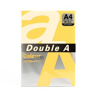 กระดาษสีถ่ายเอกสาร A4 80แกรม สีส้ม(แพ็ค100แผ่น) Double A Copy color paper A4, 80 grams, orange (100 sheets) Double A