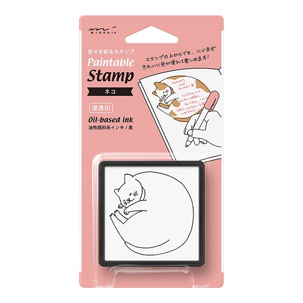 MIDORI Paintable Stamp Cat (D35380006) / ตัวปั๊มแบบมีหมึกในตัว ลายน้องแมว แบรนด์ MIDORI จากประเทศญี่ปุ่น
