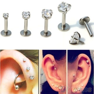 ต่างหูสตั๊ด ลิ้น Cubic Zirconia Tragus Lip Ring Monroe Ear Cartilage 2 ชิ้น