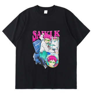 ผ้าฝ้ายแท้เสื้อยืดแขนสั้นลําลอง ผ้าฝ้าย ทรงหลวม พิมพ์ลายอนิเมะ The Disastrous Life of Saiki K Saiki Kusuo แฟชั่นฤดูร้อน