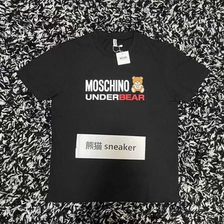 Moschinos เสื้อยืดแขนสั้น พิมพ์ลายหมี ทรงหลวม สไตล์คลาสสิก สําหรับผู้ชาย และผู้หญิง