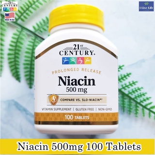 ทเวนตี้เฟิร์ส เซนจูรี่ ไนอะซิน Niacin Prolonged Release 500 mg 100 Tablets - 21st Century