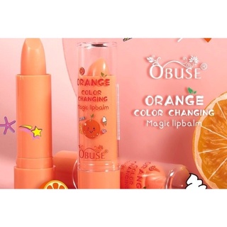 OB-1435 โอบิ้วซ์ ลิปบาล์ม Obuse Orange Color Changing Magic Lip Balm ลิปมัน ลิปมันเปลี่ยนสี กลิ่นส้ม (1แท่ง)