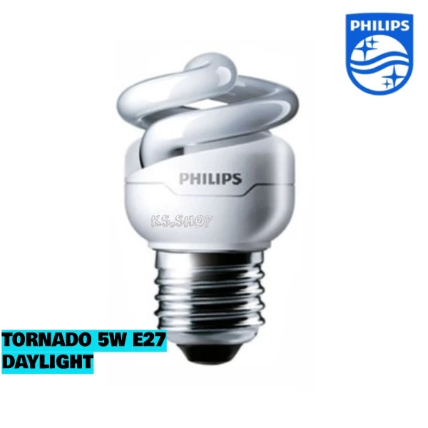 PHILIP หลอดประหยัดไฟ TORNADO 5W E27 DAYLIGHT(แสงขาว),PHILIPS TND 20W E27 WW(วอมไวท์)