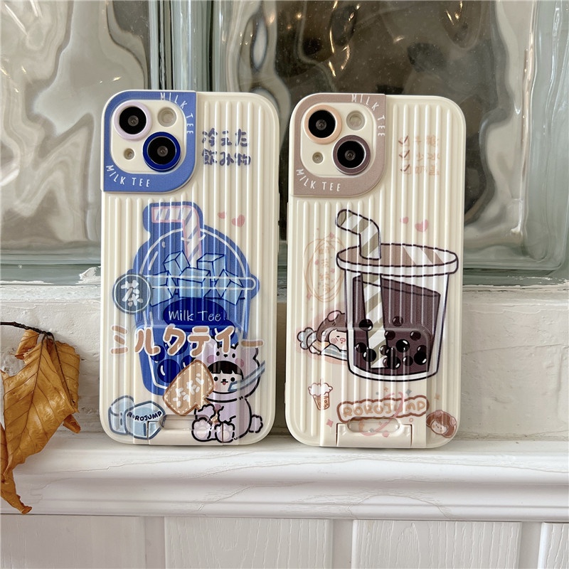 iPhone 13 12 12 pro max 11 promax X XR XS MAX ลายชานม วัสดุ TPU ที่วางสัมภาระ เคสโทรศัพท์ #8