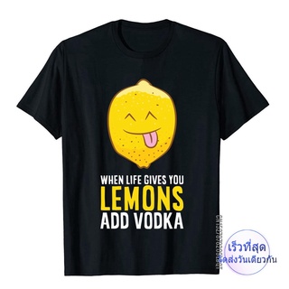 เสื้อยืด ผ้าฝ้าย พิมพ์ลาย Vodka Lemon If Life Gives You Lemons Add Vodka สําหรับผู้ชาย