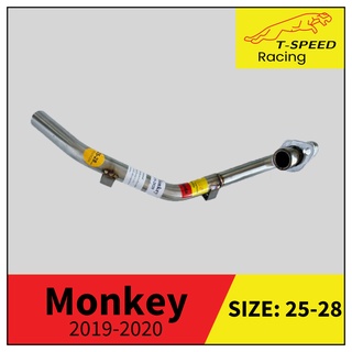 คอท่อ Honda Monkey 125 2019-2020 สแตนเลส 🔩 Stainless steel แท้ เกรด 304  หนา: 1.2 มิลลิเมตร  มีขนาดให้เลือก:  Size 25-28