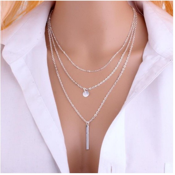 BBY สร้อยคอโซ่ผู้หญิง 3 ชั้น C25 สไตล์เกาหลีสร้อยคอผู้หญิง Multilayers เครื่องประดับอุปกรณ์เสริม