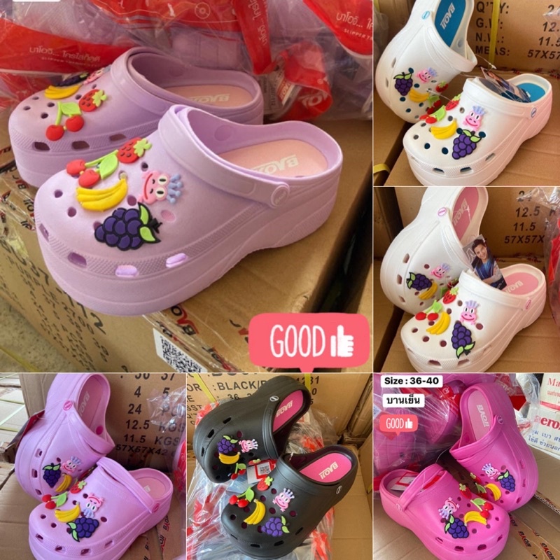 🔥พร้อมส่ง🔥รองเท้า BAOJI แท้💯% รองเท้าหัวโตผลไม้ พื้นสูง 7 ซม. พื้นนุ่ม ใส่สบายมาก ๆ รุ่น 112