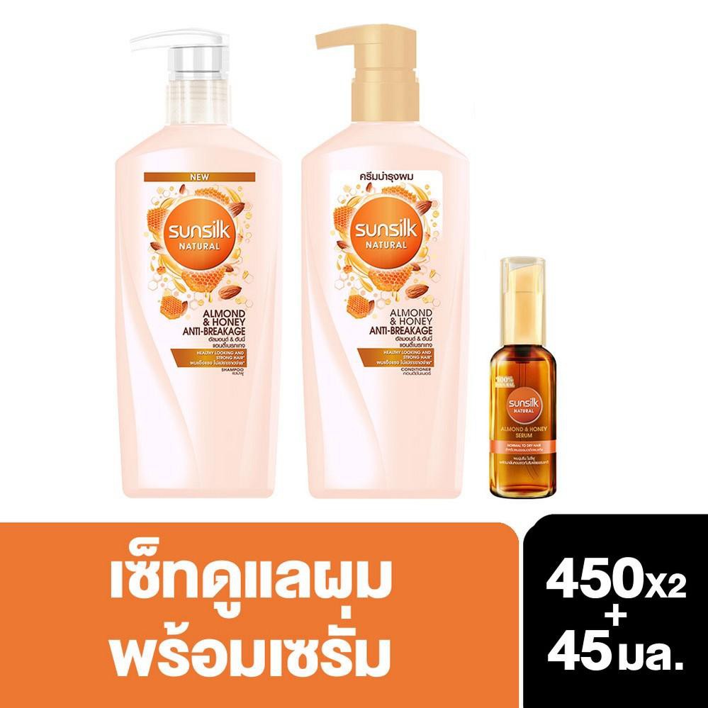 Sunsilk Almond and Honey Anti-Breakageable Shampoo and Conditioner 450 ml set with Almond and Honey