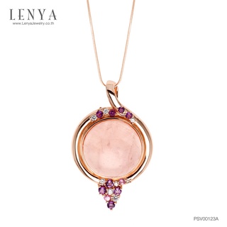 Lenya Jewelry จี้ประดับโรสควอร์ทซ์ สีชมพู เสริมเสน่ห์เรื่องความรัก ควมร่ำรวย ตัวเรือนเงินแท้ชุบสีพิ้งค์โกลด์