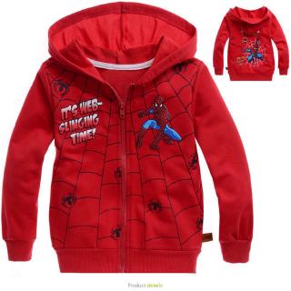 เสื้อแจ็คเก็ตเสื้อกันหนาวมีซิป Spiderman สำหรับเด็ก