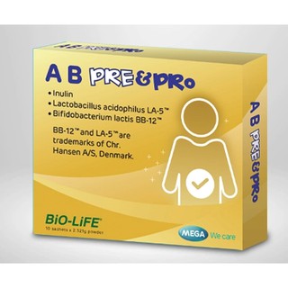 Mega Wecare  Pre&amp;Pro Bio Life 10 ซองx2.321 กรัม เอบี พรีแอนด์โพร เสริมภูมิ