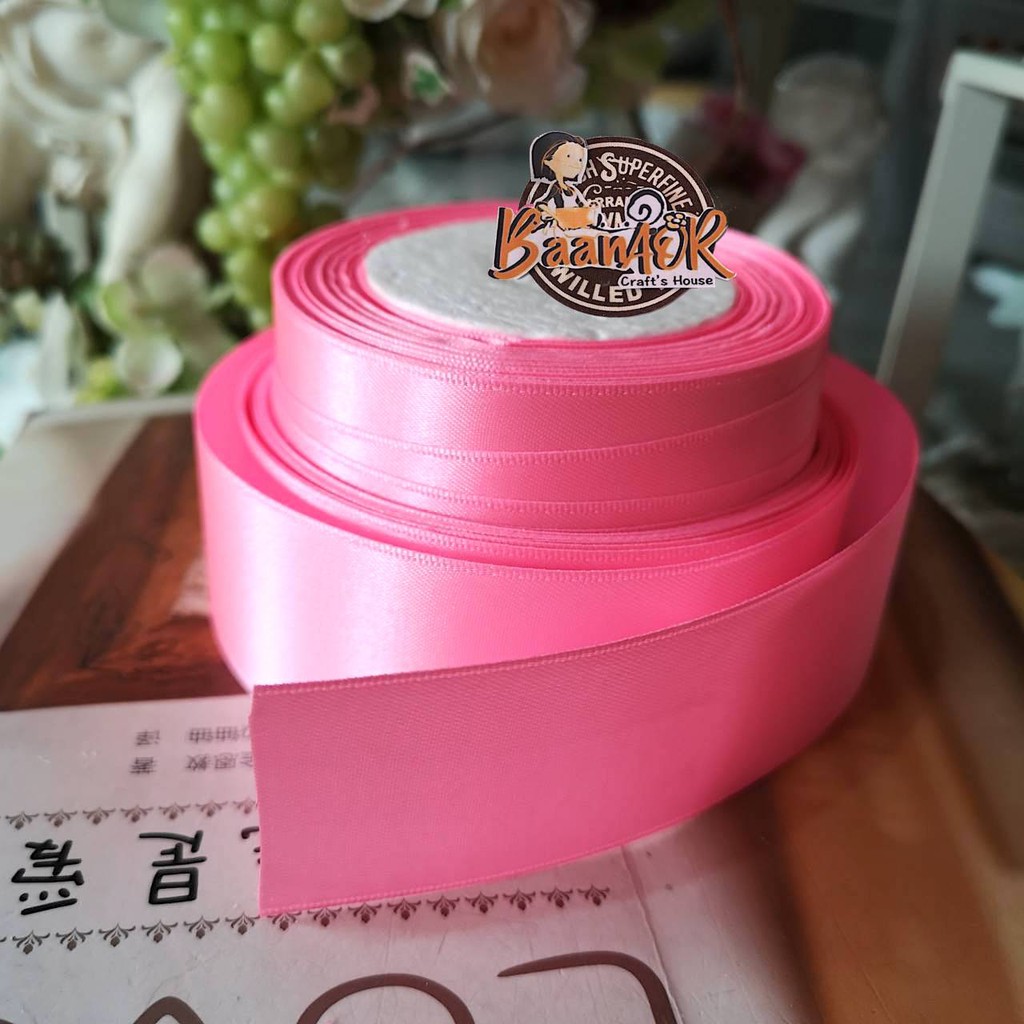 1y ริบบิ้น ผ้าซาติน satin ribbon ขนาดเล็ก กว้าง 1.5 นิ้ว (นิ้วครึ่ง) x ความยาว 90 เซนติเมตร