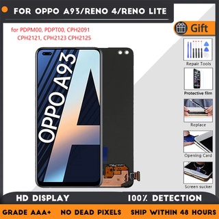 อะไหล่หน้าจอสัมผัสดิจิทัล LCD 6.4 นิ้ว สําหรับ OPPO A93 4G Reno4 Reno4 lite CPH2121 CPH2091 CPH2125