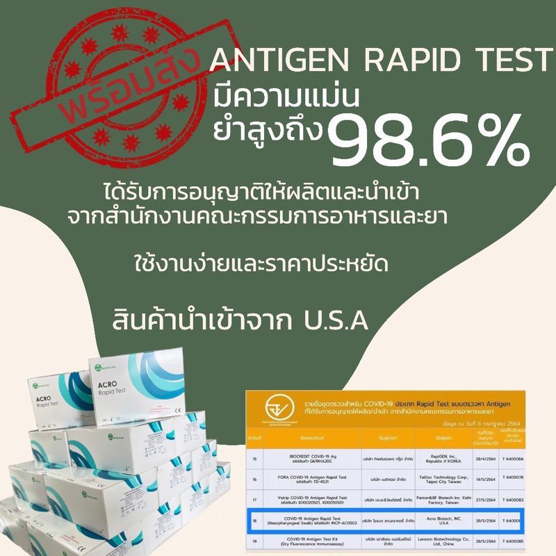 🚨ของแท้ 🌟มีรีวิว ชุดตรวจ ATK (Antigen Test Kit) แหย่จมูก/เจาะเลือด รู้ผล 15 นาที ผลิตนำเข้าจาก USA แม่นยำ มาตรฐานสูง