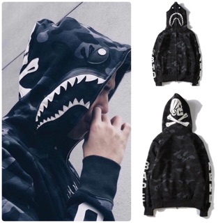 BAPE shark skull black camouflage shark sweater