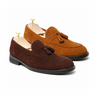 BROWN STONE VELVET TASSEL LOAFERS MOC TOE SUEDE COLLECTIONS