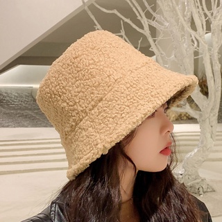 [ Women Winter Warm ] หมวกบักเก็ต ผ้าฝ้าย สีพื้น ให้ความอบอุ่น สําหรับผู้หญิง