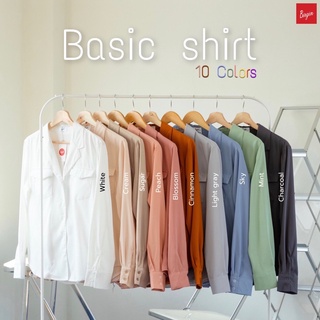 BT022 เสื้อเชิ้ต Basic shirt เสื้อเชิ้ตแขนยาวทรงเบสิค