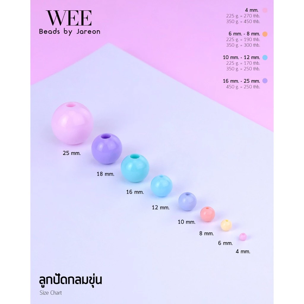 ลูกปัด พาสเทล กลม สีขุ่น 4,6,8,10,12,16,18 mm. สินค้าคุณภาพดี พร้อมส่ง