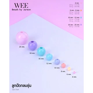 ลูกปัด พาสเทล กลม สีขุ่น 4,6,8,10,12,16,18 mm. สินค้าคุณภาพดี พร้อมส่ง
