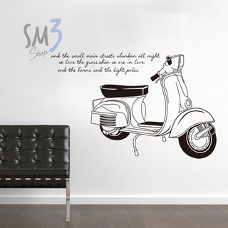 สติ๊กเกอร์ติดผนัง PVC กันน้ำ ภาพSilhouette Vespa