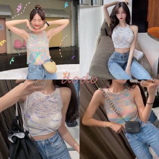 DODO 🌟พร้อมส่ง🌟 เสื้อแขนกุดเกาหลีสีรุ้ง (0745)