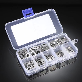 360Pcs Stainless steel Flat Washers Sealing Ring Washers Assortment Set 8 Sizes in a storage Box