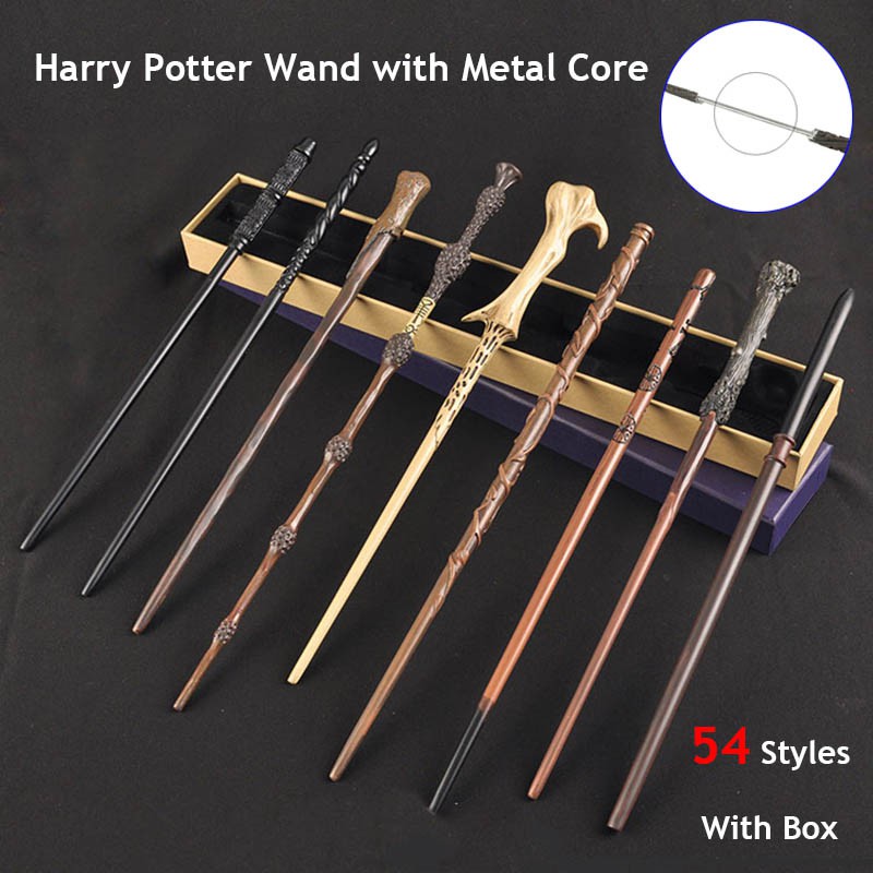 54 รูปแบบแกนโลหะ Harry Potter ไม้กายสิทธิ์พร้อมคอลเลกชันกล่องฮาโลวีนคอสเพลย์คุณภาพสูง