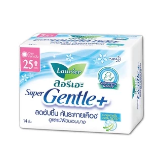 Laurier Sanitary Super Gentle Plus Wings 25cm. 14pcs. ลอรีเอะผ้าอนามัยซูเปอร์เจนเทิลพลัสมีปีก 25ซม. 14ชิ้น