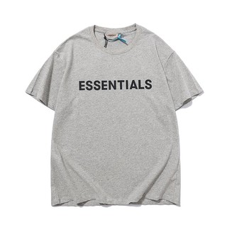 Fashion ESSENTIALS ใหม่โลโก้หลวมพิมพ์เสื้อยืดแขนสั้นผ้าฝ้าย