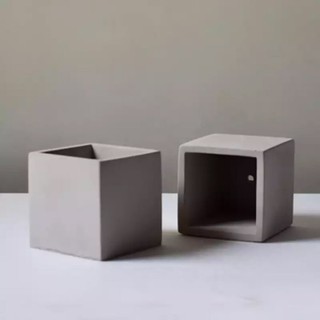 (Grey Shade) Square Pot 6 cm. 8 cm. กระถางต้นไม้ทรงเหลี่ยม