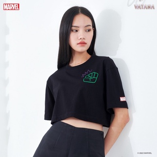 VATANA - เสื้อครอปผู้หญิงสีดำพิมพ์ลาย HULK