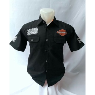 เสื้อเชิ้ต Harley Davidson ลายกราฟฟิติ สีดํา ผ้าแคนวาส สําหรับขี่จักรยาน