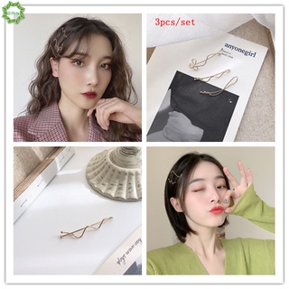 Cod Qipin 3pcs Korean Irregular Hair Bangs Clip Women Girls Geometric Hairpins Clips Sweet Accessories Set