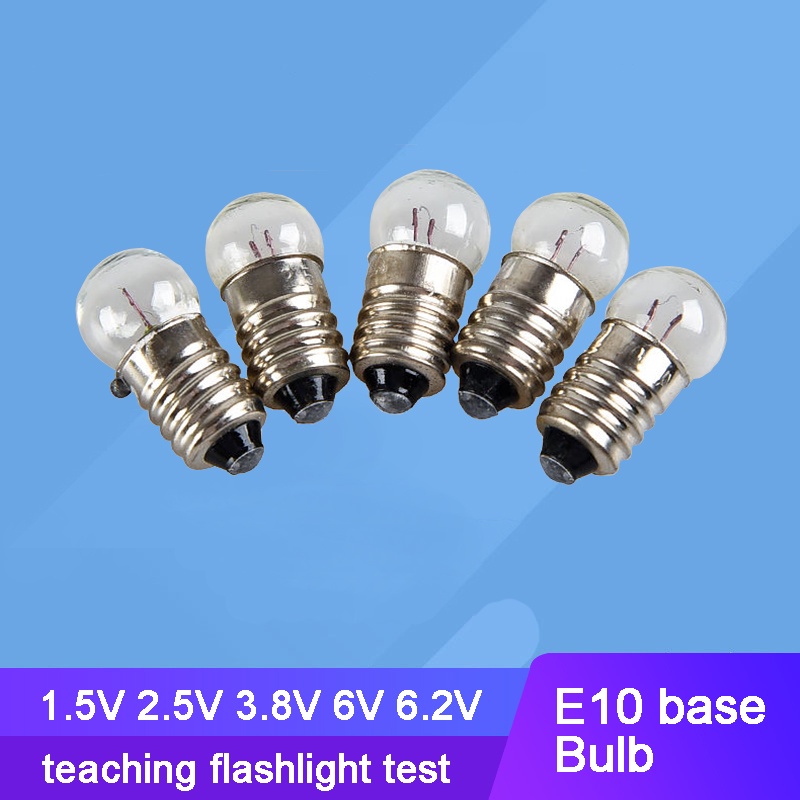 หลอดไฟ E10 1.5V 2.5V 3.8V 4.8V 6V 6.2V ขนาดเล็ก สําหรับการทดลอง การสอน ไฟฉาย 10 ชิ้น