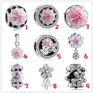 Pandora ลูกปัด ทรงหยดน้ํามัน สีชมพูพีช ของขวัญวันเกิด สําหรับสุภาพสตรี p825