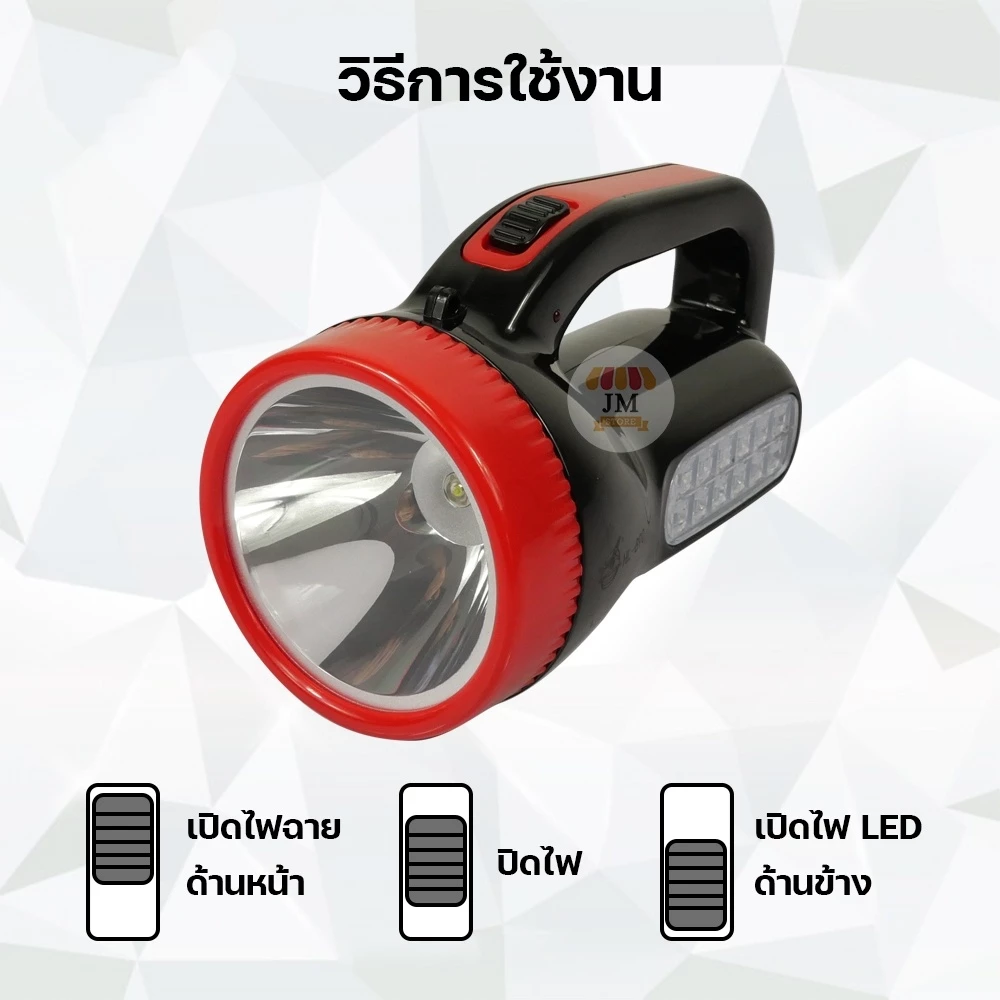 ไฟฉายแรงสูง HL-890 LED 5W+1.2W ไฟเอนกประสงค์ แสงสีขาว ชนิดชาร์จแบตเตอรี่ เดินป่า แคมป์ปิ้ง สว่าง น้ำหนักเบา Flashlight thumbnail 6