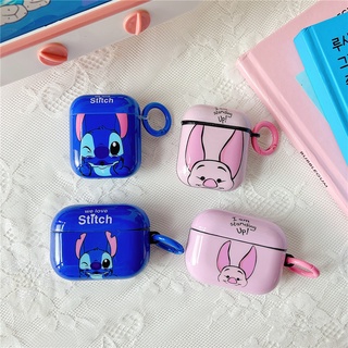 เคสแข็ง AirPods Pro AirPods 2 Fashion Cute Cartoon สติทช์ Stitch &amp; ลูกหมู Piglet Protective Hard Case