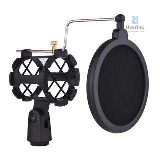 Plastic Microphone Shock Mount Anti-vibration Mic Holder Stand with Pop Filter Universal Screw Adapter for Diameter 2cm-4cm Thin Condenser Microphone  -Musical